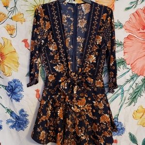 Ornate Floral V-neck Playsuit